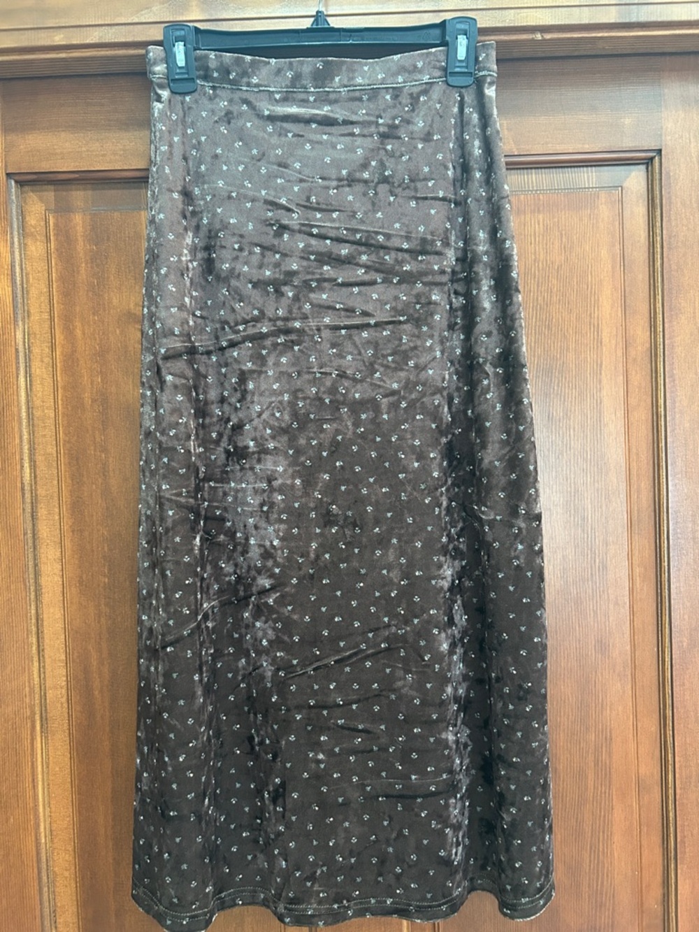 Brown Velvet A-Line Maxi Skirt